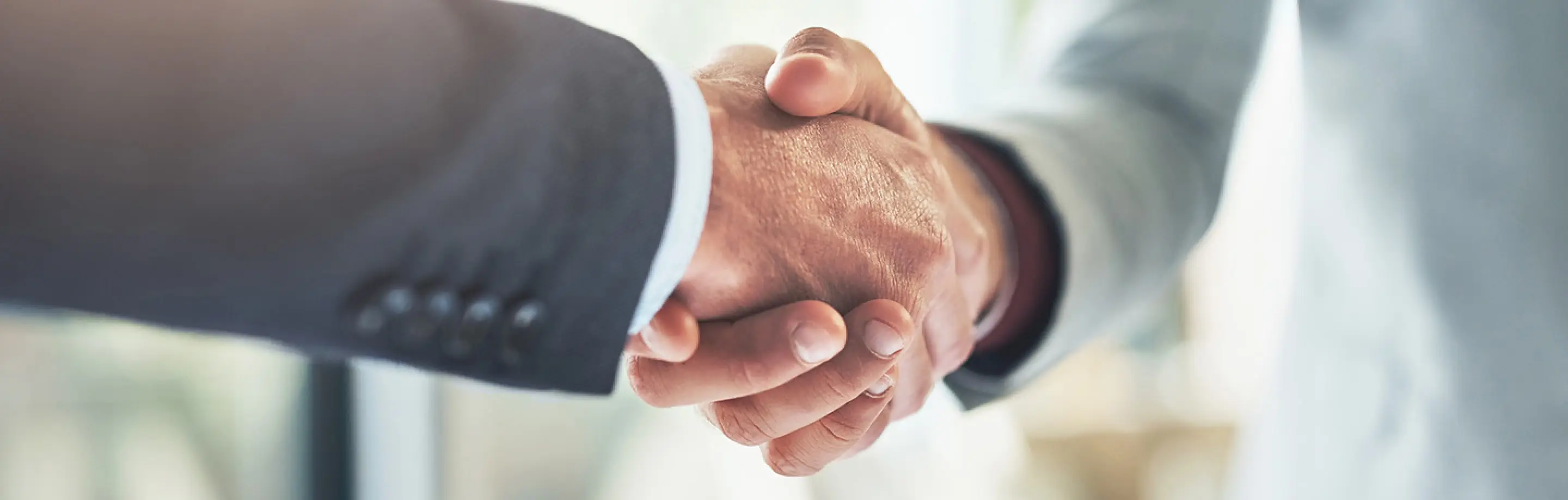 スタッフが握手をしている様子